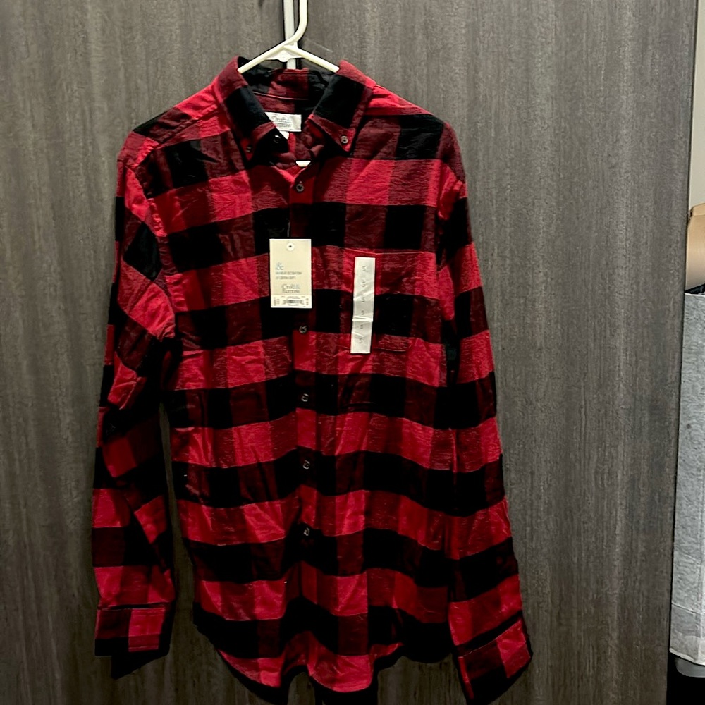 Croft & Barrow Men’s Red Plaid Extra Soft Flannel Shirt, Size Small